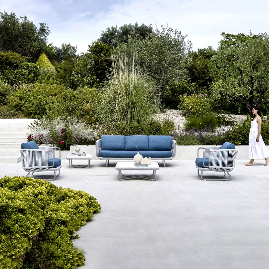 Astoir Outdoor Garden Balcony Sofa Set 3 Seater , 2 Single Seater and 1 Center Table Set Braid & Rope (Grey)