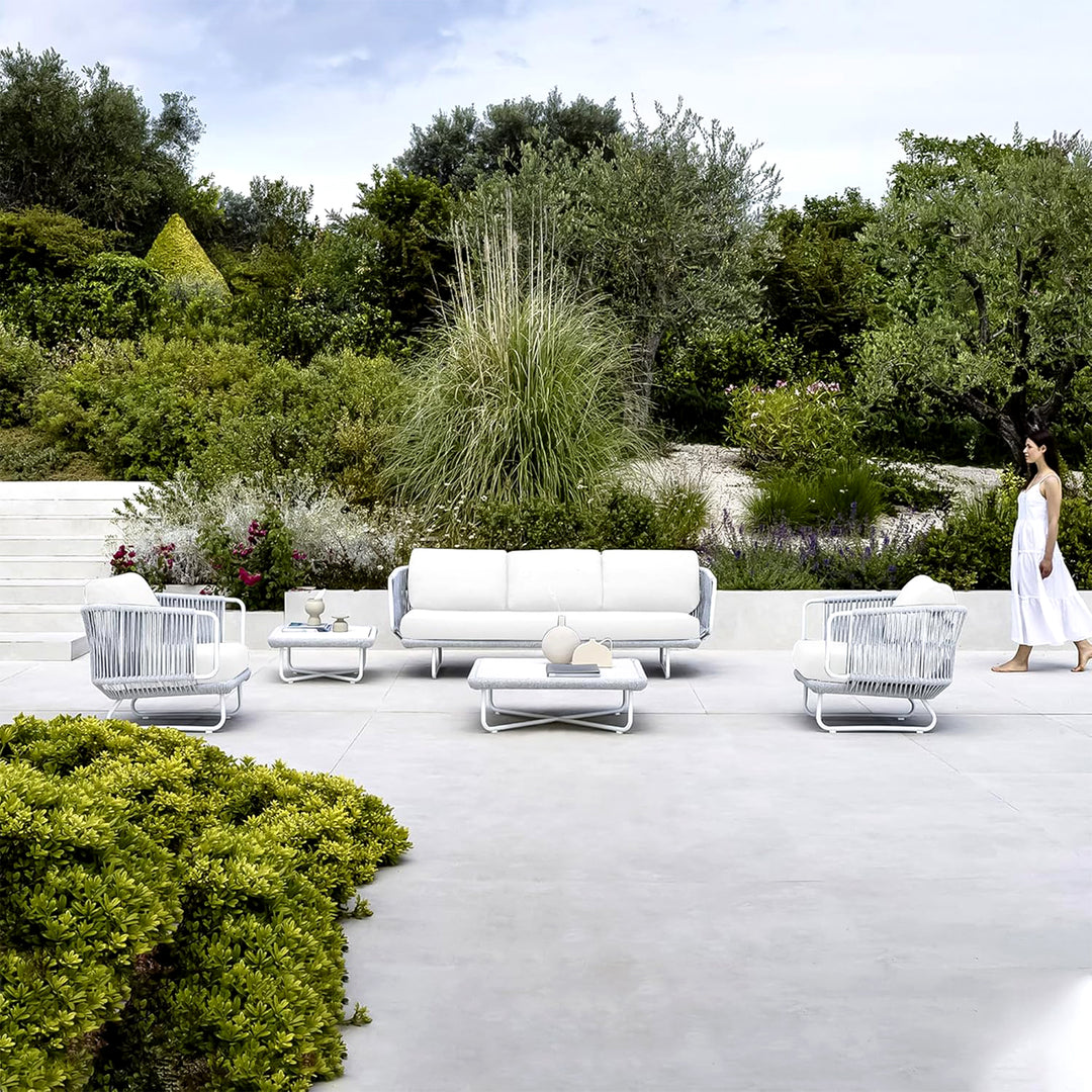 Astoir Outdoor Garden Balcony Sofa Set 3 Seater , 2 Single Seater and 1 Center Table Set Braid & Rope (Grey)