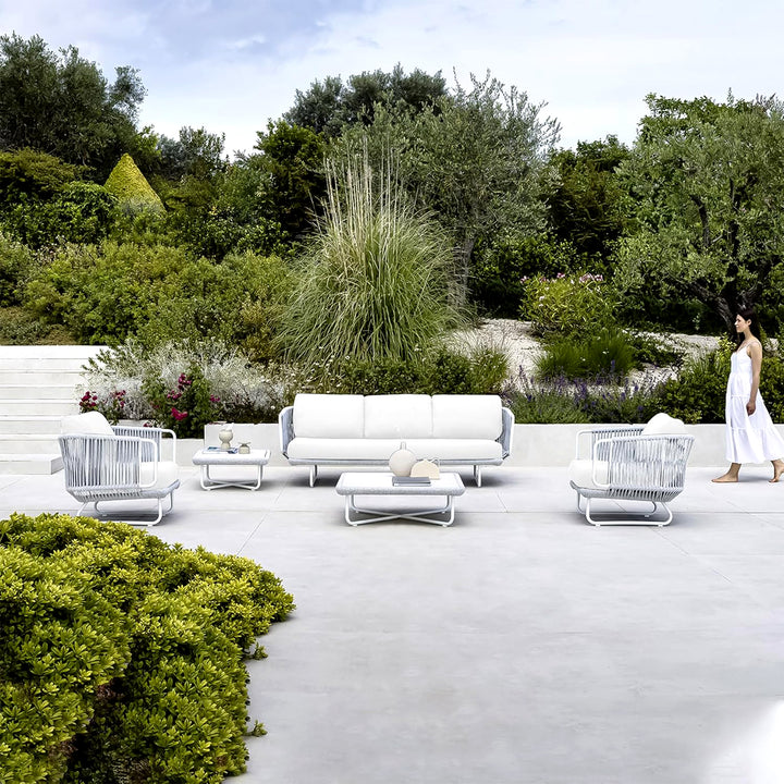 Astoir Outdoor Garden Balcony Sofa Set 3 Seater , 2 Single Seater and 1 Center Table Set Braid & Rope (Grey)