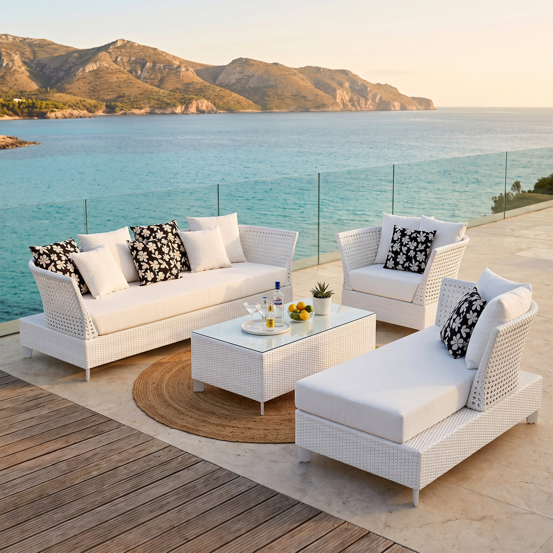 Astrol Outdoor Garden Balcony Sofa Set 3 Seater seater, 1 Double Seater, 1 Single Seater and 1 Center Table  (White)