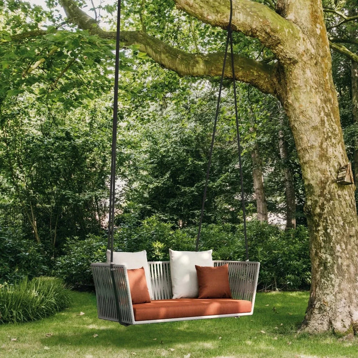Jill Double Seater Hanging Swing Without Stand For Balcony , Garden Swing (Light Grey) Braided & Rope