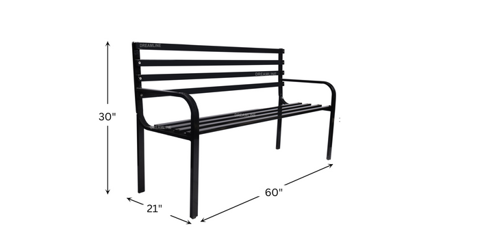 Boyle Metal 3 Seater and 1 Table Garden Bench for Outdoor Park - (Black)