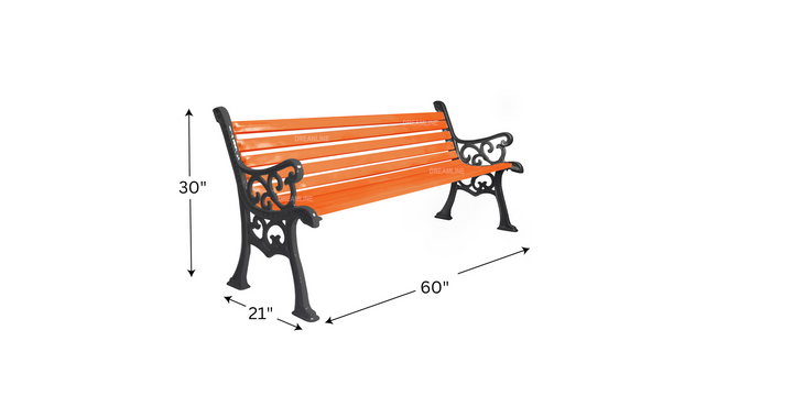 Crafty Cast Iron 3 Seater Garden Bench for Outdoor Park - (Black + Brown)