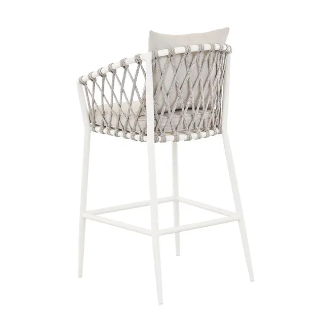 Dupont Outdoor Patio Bar Chair 2 Chairs For Balcony (White) Braided & Rope