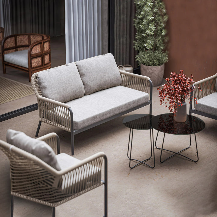 Morvos Outdoor Garden Balcony Sofa Set 2 Seater,2 Single seater and 2 Center Table Set (Beige)
