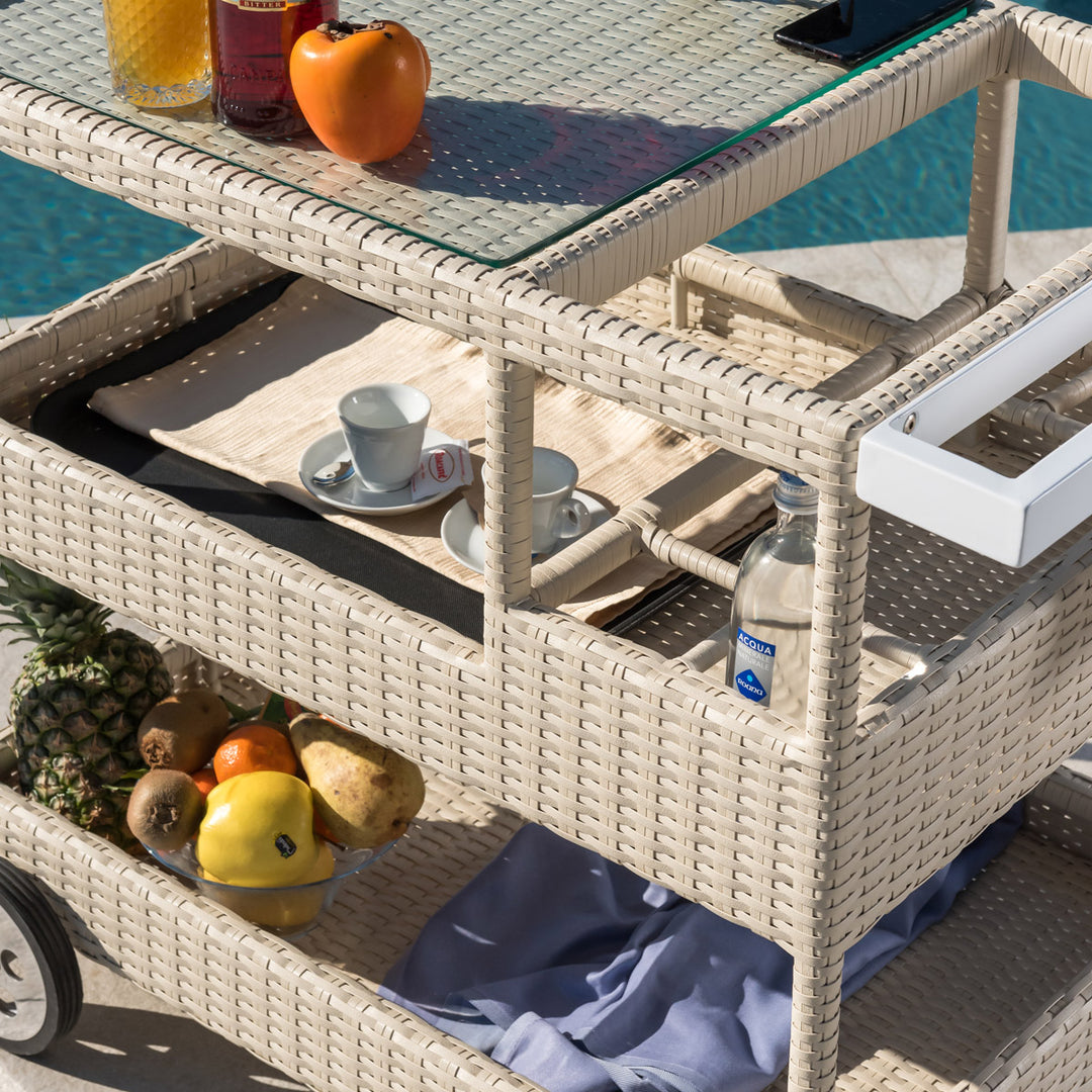 Winf Outdoor Patio Bar Serving Cart (Cream)
