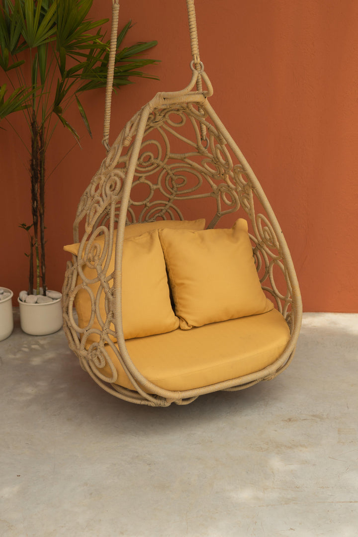 Tio Single Seater Hanging Swing Without Stand For Balcony, Garden Swing, Braid & Rope
