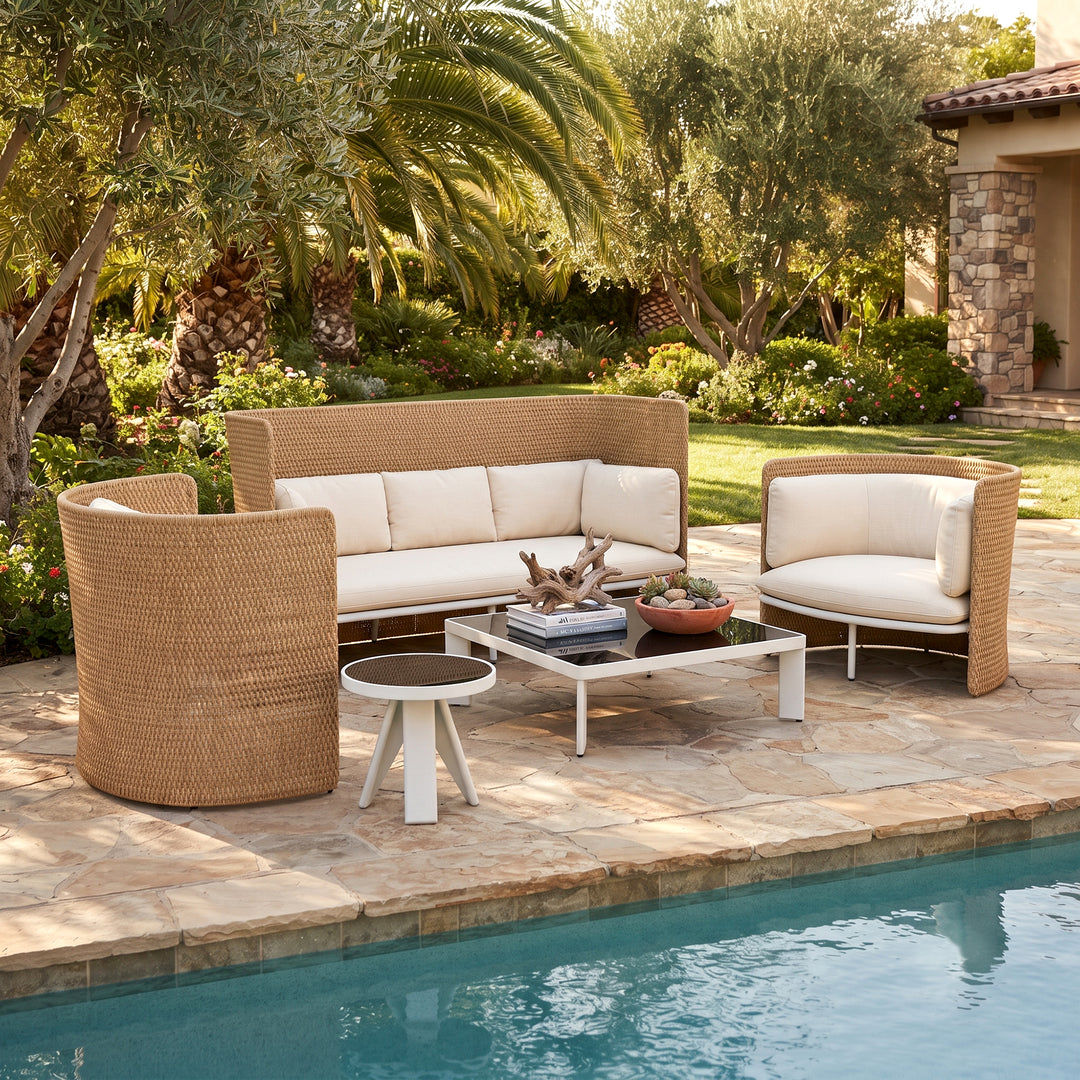 Cara Outdoor Garden Balcony Sofa Set 3 Seater, 2 Single Seater and 1 Center Table Set (Beige)