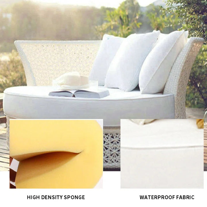 Nery Outdoor Poolside Sunbed With Cushion Daybed With Side Table (White)