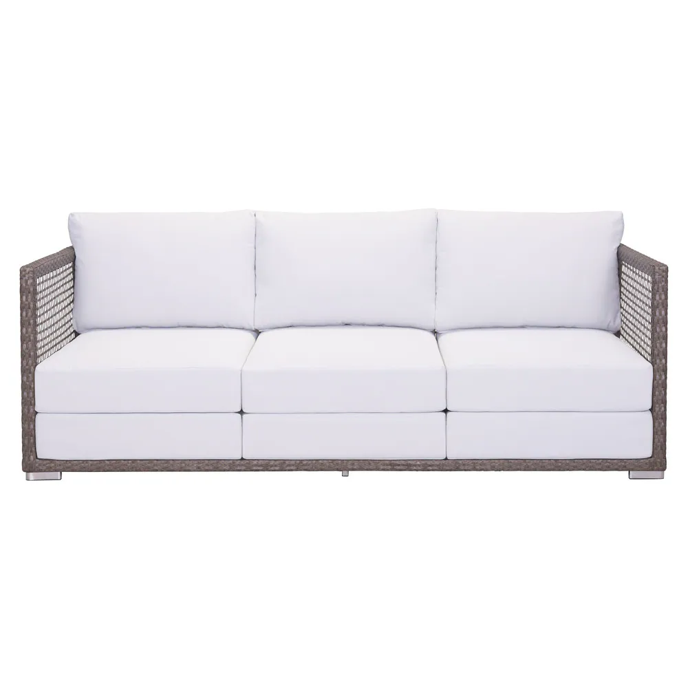 Coco Outdoor Sofa Set 3 Seater , 2 Single seater and 1 Center Table (White+ Brown)