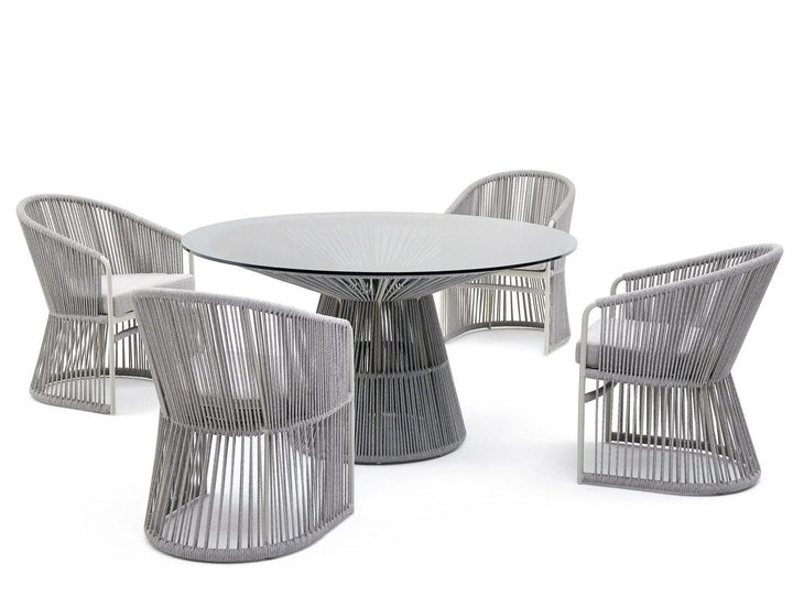 Mash Outdoor Patio Seating Set 4 Chairs and 1 Table Set (Grey) Braided & Rope