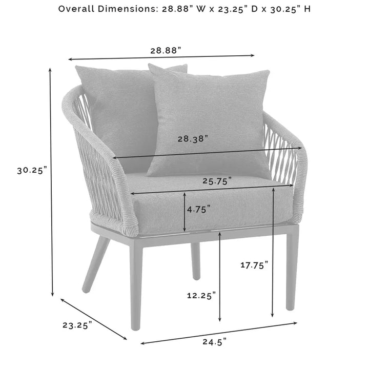 Gino Outdoor Sofa Set 2 Seater, 2 Single seater and 1 Center Table (Dark Grey) Braided & Rope
