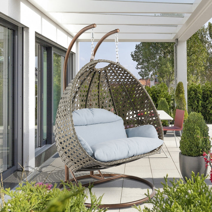 Marco Double Seater Hanging Swing With Stand For Balcony , Garden Swing (Dark Grey)