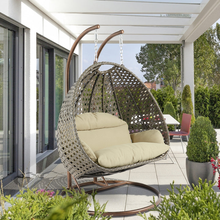 Marco Double Seater Hanging Swing With Stand For Balcony , Garden Swing (Dark Grey)