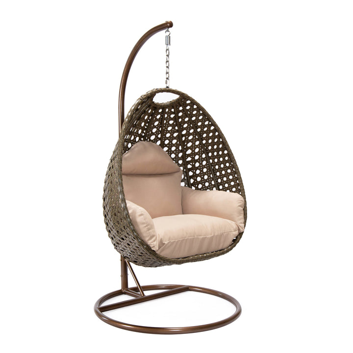 Marcello Single Seater Hanging Swing With Stand For Balcony , Garden (Brown)