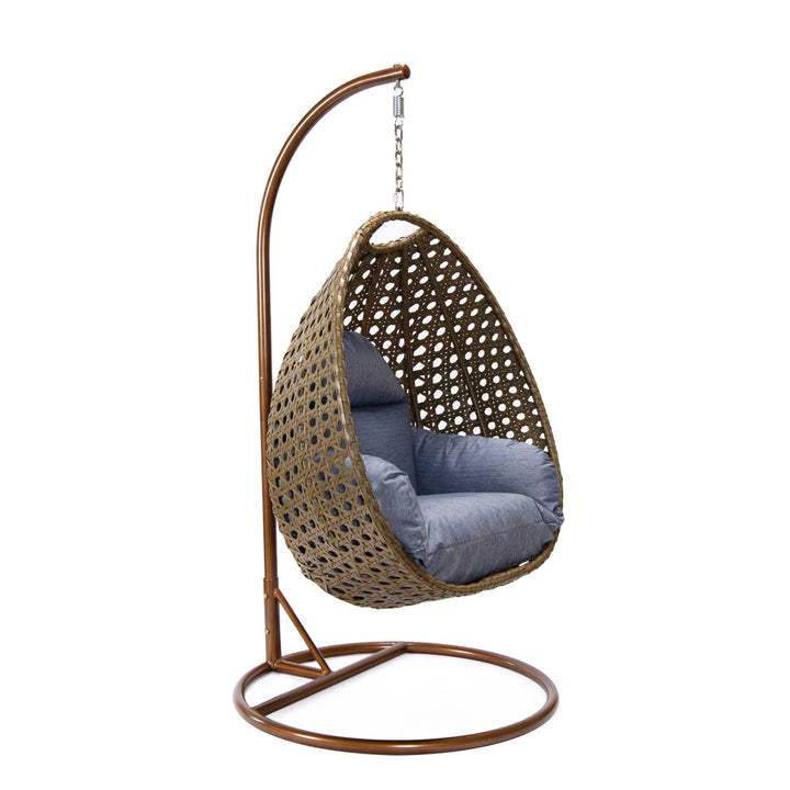 Marcello Single Seater Hanging Swing With Stand For Balcony , Garden (Brown)