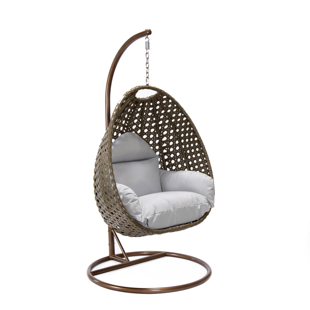 Marcello Single Seater Hanging Swing With Stand For Balcony , Garden (Brown)