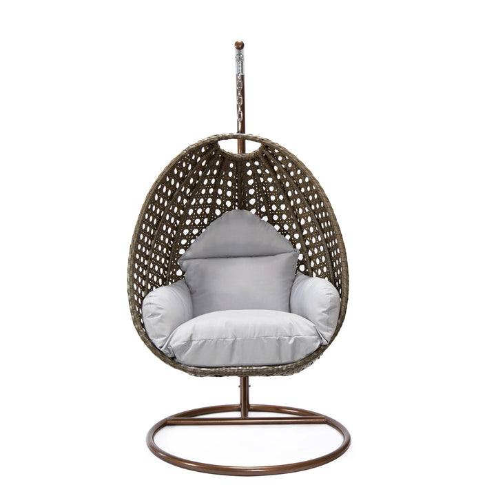 Marcello Single Seater Hanging Swing With Stand For Balcony , Garden (Brown)