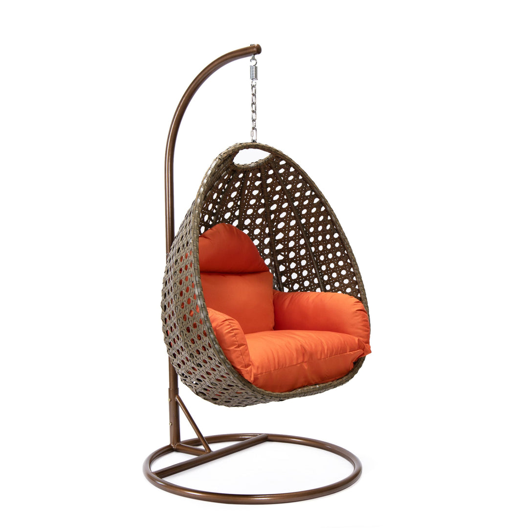 Marcello Single Seater Hanging Swing With Stand For Balcony , Garden (Brown)