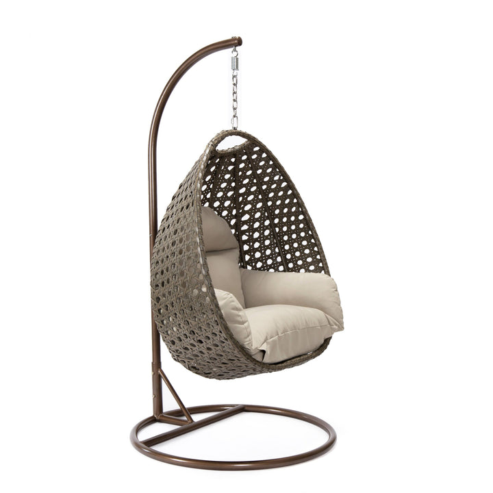 Marcello Single Seater Hanging Swing With Stand For Balcony , Garden (Brown)