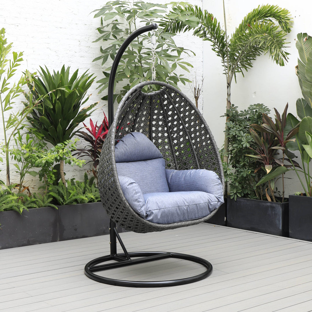Doriano Single Seater Hanging Swing With Stand For Balcony , Garden (Drak Grey)