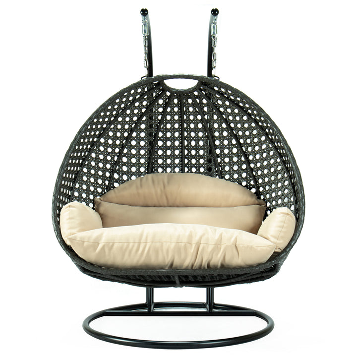 Paccio Double Seater Hanging Swing With Stand For Balcony , Garden Swing (Dark Grey)
