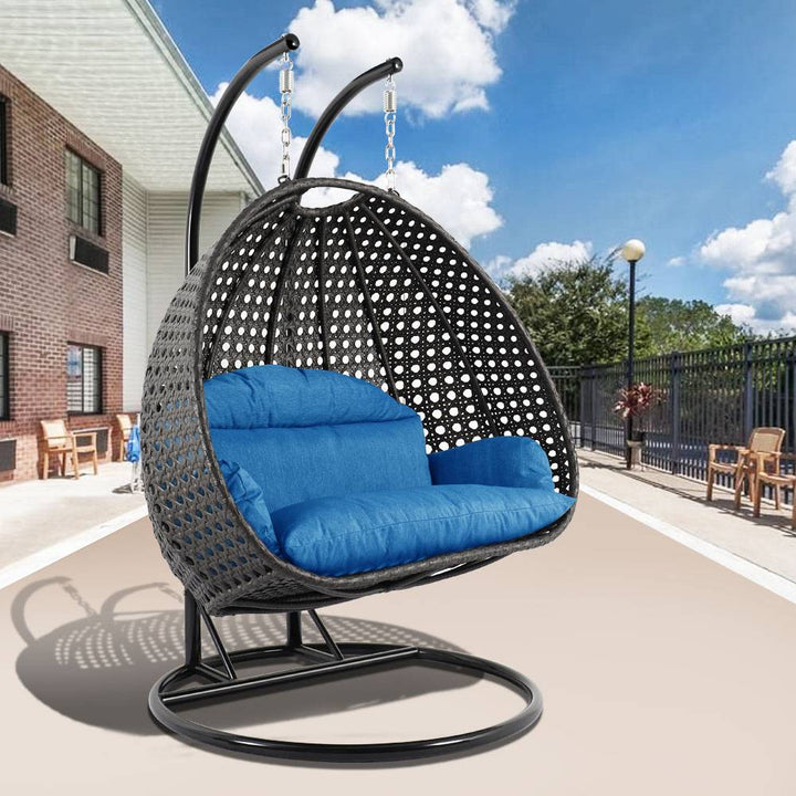 Paccio Double Seater Hanging Swing With Stand For Balcony , Garden Swing (Dark Grey)
