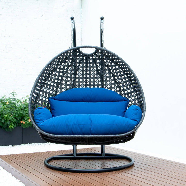 Paccio Double Seater Hanging Swing With Stand For Balcony , Garden Swing (Dark Grey)
