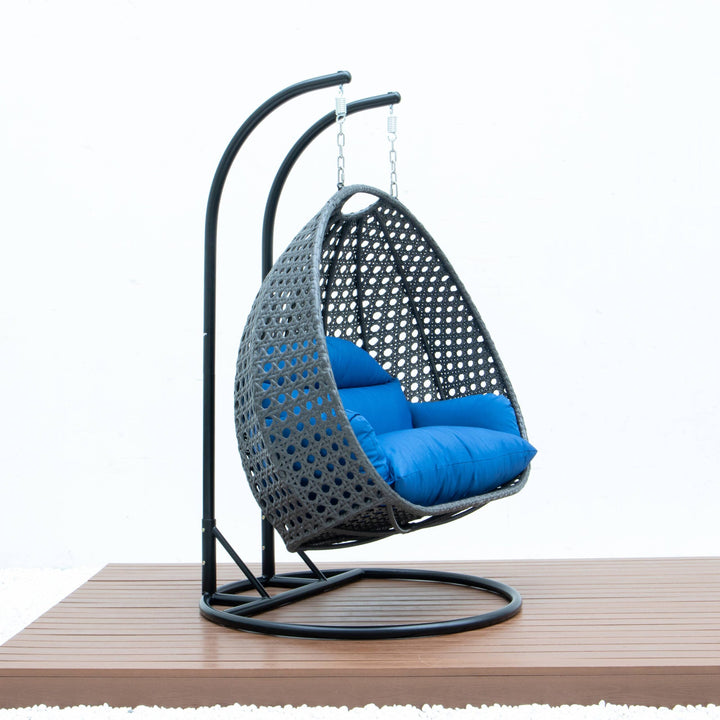 Paccio Double Seater Hanging Swing With Stand For Balcony , Garden Swing (Dark Grey)