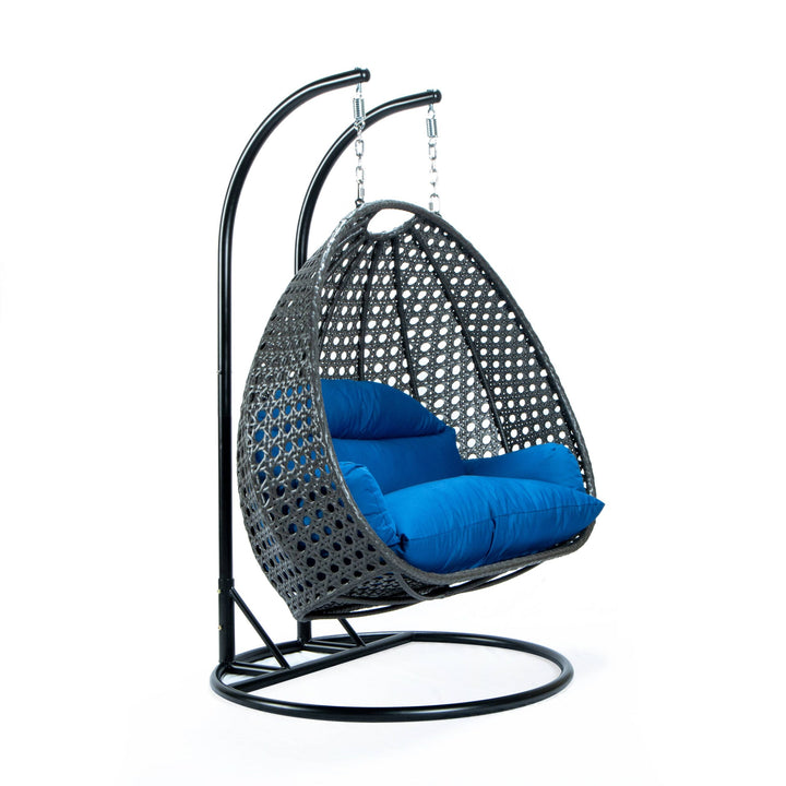 Paccio Double Seater Hanging Swing With Stand For Balcony , Garden Swing (Dark Grey)
