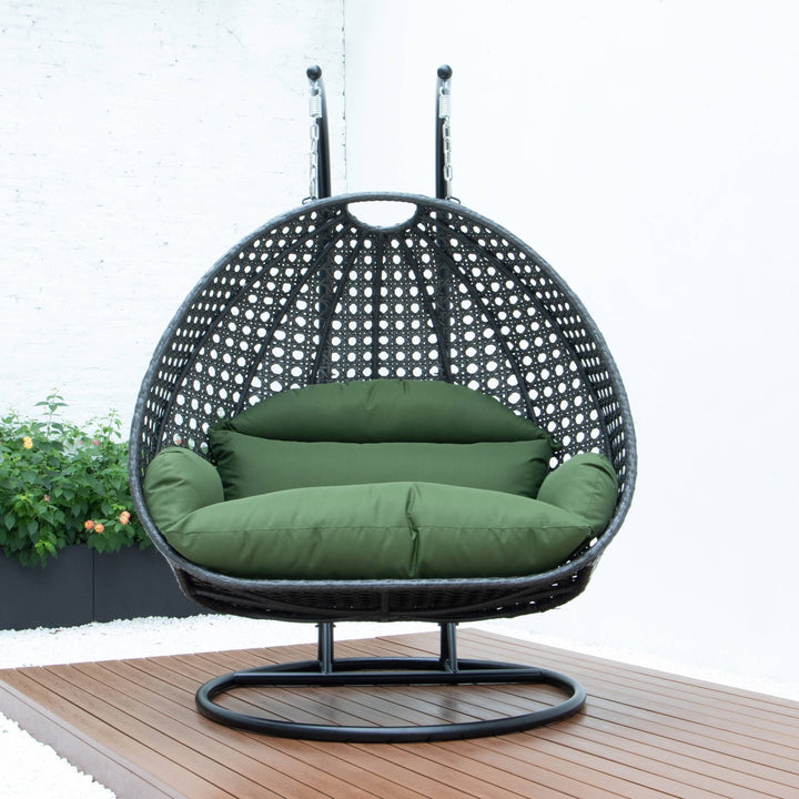Paccio Double Seater Hanging Swing With Stand For Balcony , Garden Swing (Dark Grey)