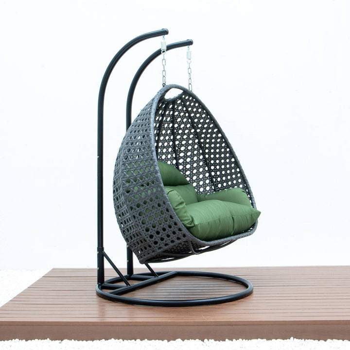 Paccio Double Seater Hanging Swing With Stand For Balcony , Garden Swing (Dark Grey)