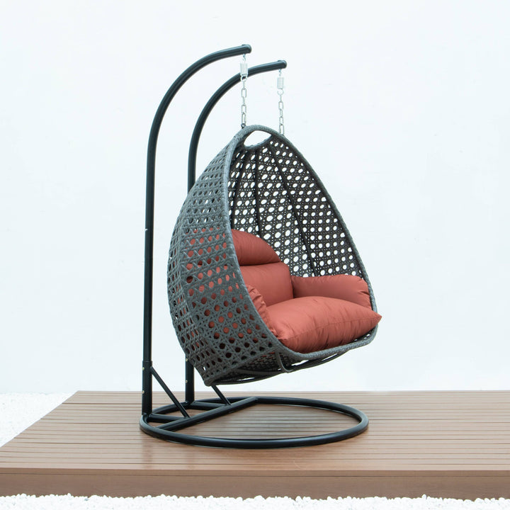 Paccio Double Seater Hanging Swing With Stand For Balcony , Garden Swing (Dark Grey)