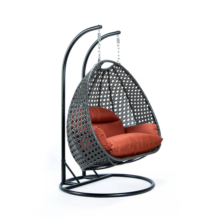 Paccio Double Seater Hanging Swing With Stand For Balcony , Garden Swing (Dark Grey)