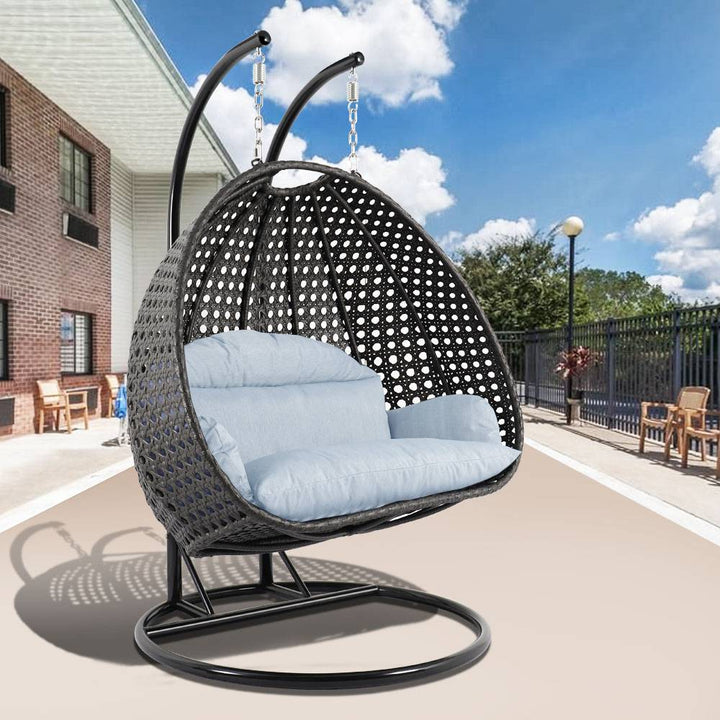 Paccio Double Seater Hanging Swing With Stand For Balcony , Garden Swing (Dark Grey)