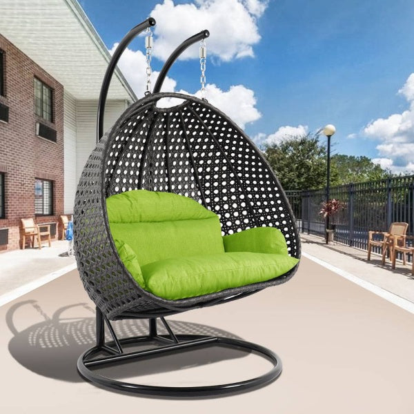 Paccio Double Seater Hanging Swing With Stand For Balcony , Garden Swing (Dark Grey)