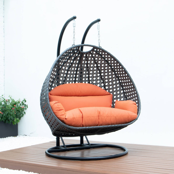 Paccio Double Seater Hanging Swing With Stand For Balcony , Garden Swing (Dark Grey)