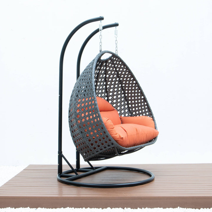 Paccio Double Seater Hanging Swing With Stand For Balcony , Garden Swing (Dark Grey)