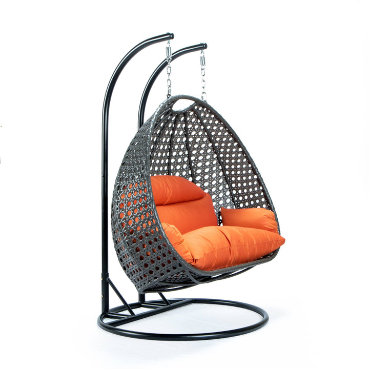 Paccio Double Seater Hanging Swing With Stand For Balcony , Garden Swing (Dark Grey)