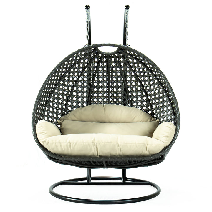 Paccio Double Seater Hanging Swing With Stand For Balcony , Garden Swing (Dark Grey)