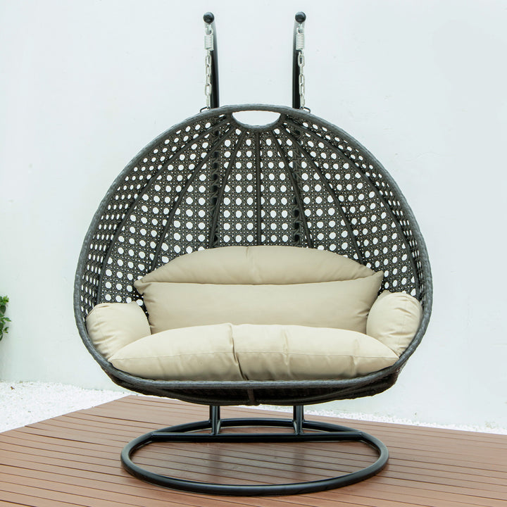 Paccio Double Seater Hanging Swing With Stand For Balcony , Garden Swing (Dark Grey)