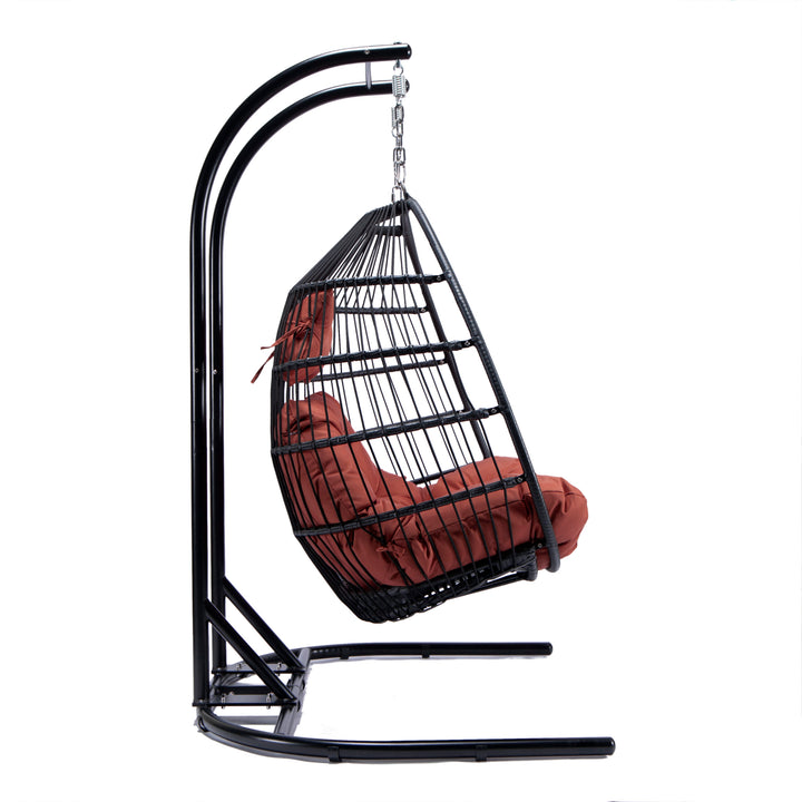 Tonia Double Seater Hanging Swing With Stand For Balcony , Garden Swing (Black) Braided and Rope