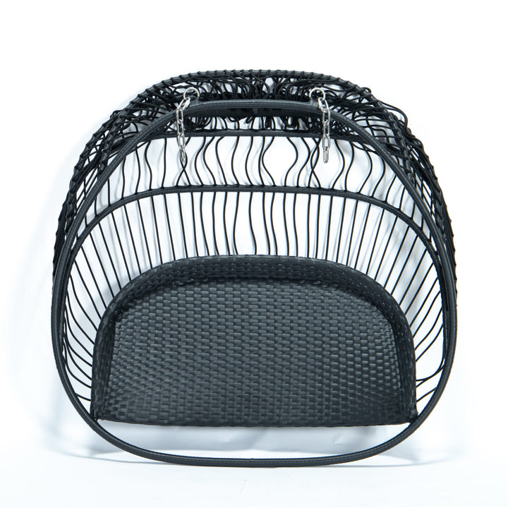 Tonia Double Seater Hanging Swing With Stand For Balcony , Garden Swing (Black) Braided and Rope