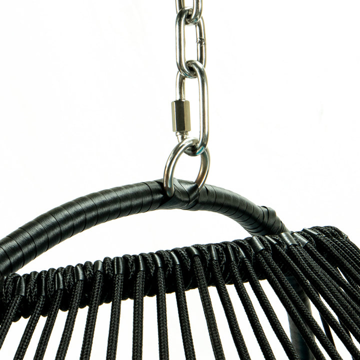 Tonia Double Seater Hanging Swing With Stand For Balcony , Garden Swing (Black) Braided and Rope