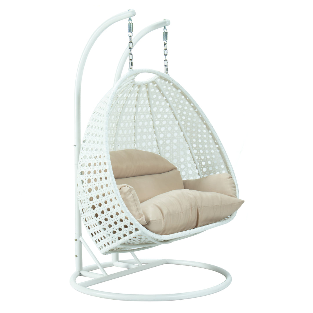 Strinati Double Seater Hanging Swing With Stand For Balcony , Garden Swing (White)