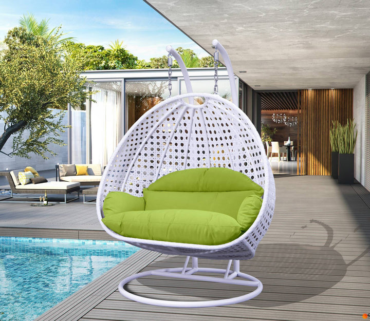 Strinati Double Seater Hanging Swing With Stand For Balcony , Garden Swing (White)