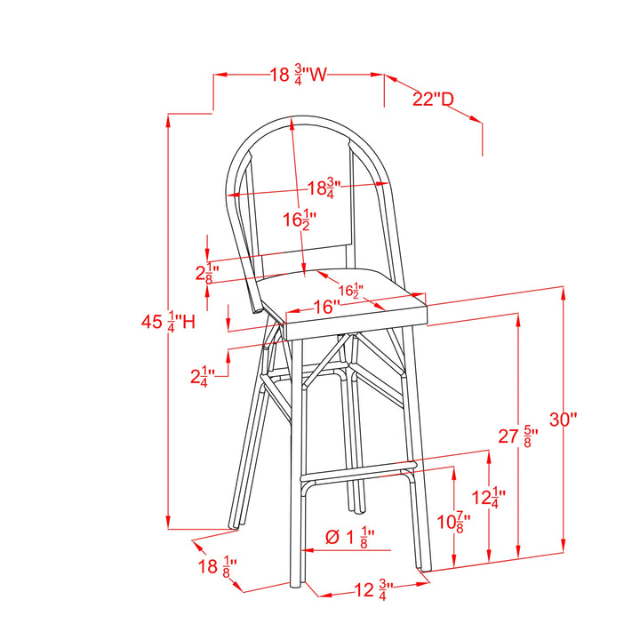 Dulce Outdoor Patio Bar Chair 1 Chair For Balcony (Black+White)
