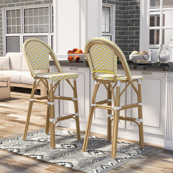 Tristán Casas Outdoor Patio Bar Chair 2 Chairs For Balcony (Yellow+White)