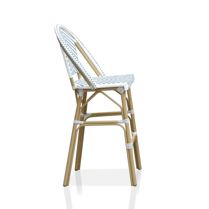 Suzen Outdoor Patio Bar Chair, 2 Chairs For Balcony (Blue+White)
