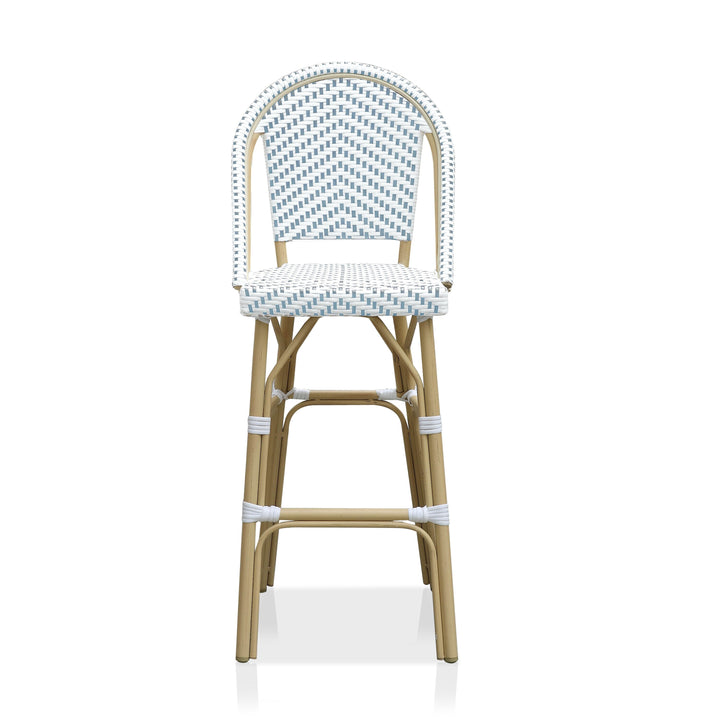 Suzen Outdoor Patio Bar Chair, 2 Chairs For Balcony (Blue+White)